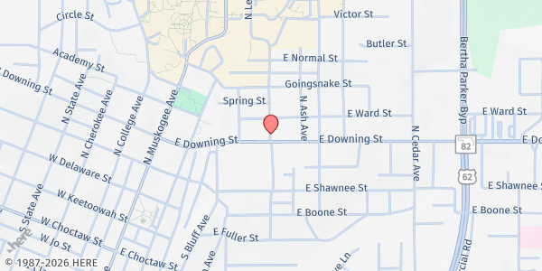 Map showing Care Food Pantry, Inc. at 315 N. Oak St., Tahlequah, OK