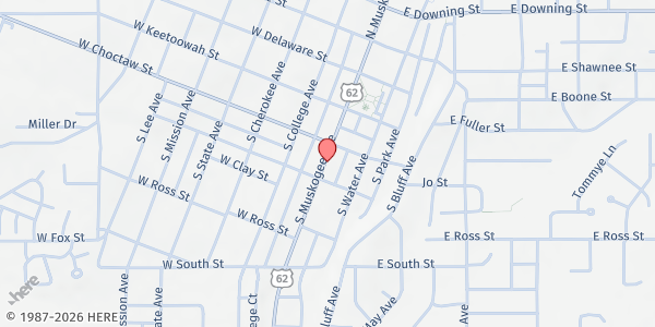 Map showing Zoe Institute at 309 S Muskogee Ave, Tahlequah, OK