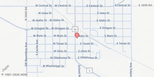 Map showing Temple Area Food Pantry at 101 N Commercial, Temple, OK