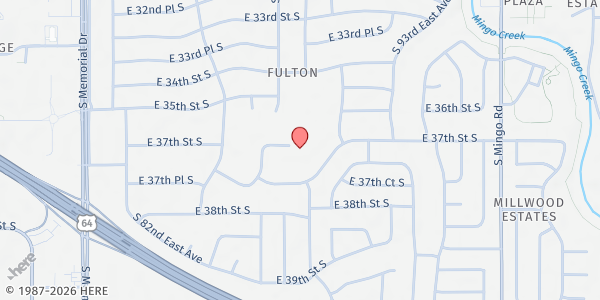 Map showing Aldersgate UMC at 3702 S. 90th E. Ave., Tulsa, OK