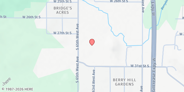 Map showing Berryhill High School at 2901 S. 65th West Ave., Tulsa, OK