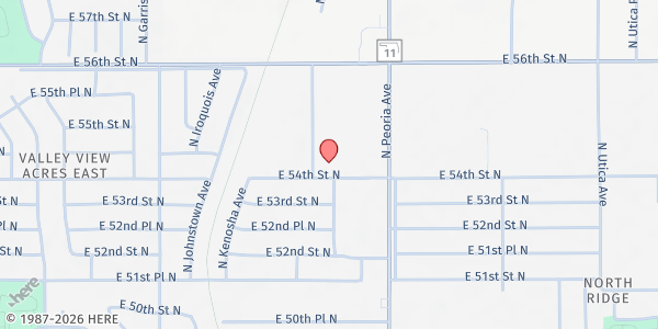 Map showing Candy House Kidz LLC at 1019 E 54th St North, Tulsa, OK