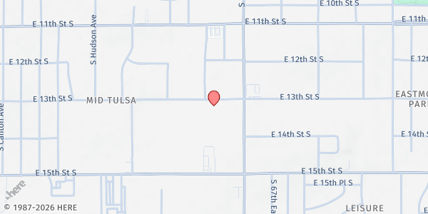 Map showing Christ For Humanity at 6314 E 13th St, Tulsa, OK