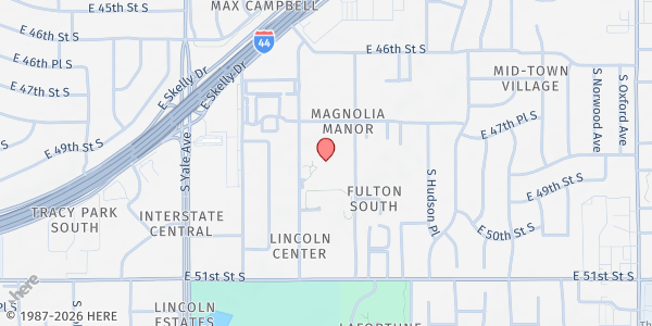 Map showing Church of the Resurrection at 4804 S. Fulton Ave., Tulsa, OK