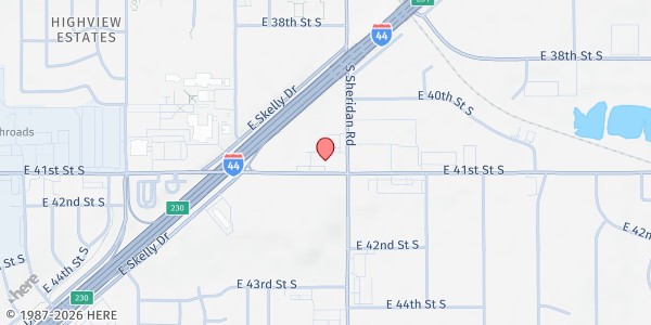Map showing Coffee Bunker at 6365 E. 41st St., Tulsa, OK
