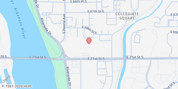 Map showing Harvest House at 1439 E 71st St, Tulsa, OK