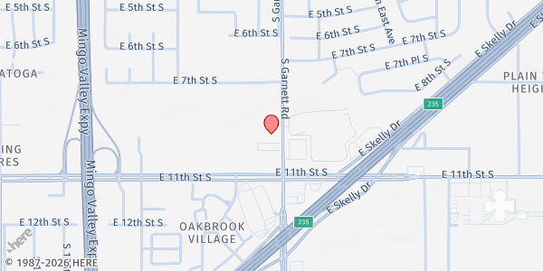 Map showing In the Spirit Christian Church at 1020 S. Garnett Rd., Tulsa, OK