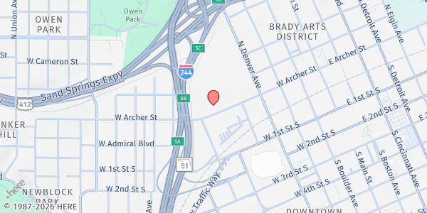 Map showing Iron Gate at 501 W. Archer St., Tulsa, OK