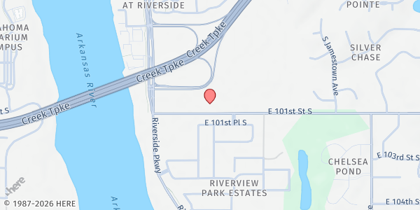 Map showing Jenks Middle School at 3029 E 101st, Tulsa, OK