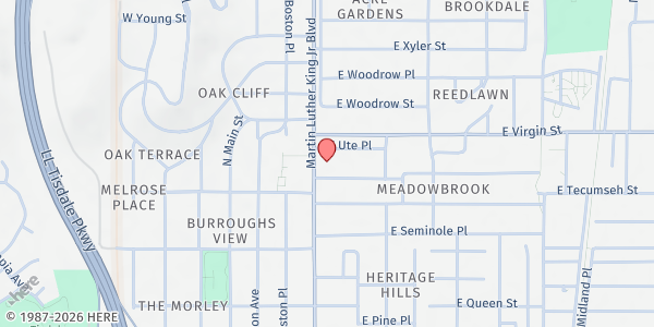Map showing John 3:16 Family Ministry at 2027 MLK Jr Blvd., Tulsa, OK