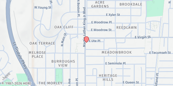 Map showing John 3:16 Mission Inc. at 2027 N. MLK Jr. Blvd., Tulsa, OK