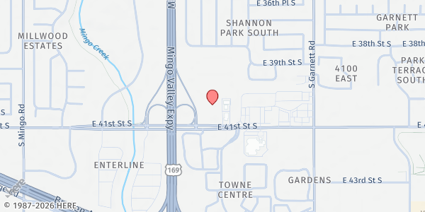 Map showing La Cosecha/The Harvest at 10811 E. 41st St., Tulsa, OK