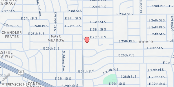 Map showing Living Word International Church at 2545 S. Yale Ave., Tulsa, OK