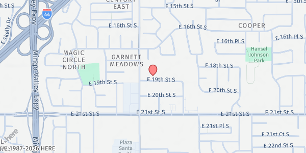 Map showing Loaves and Fishes at 11321 E 19th St, Tulsa, OK