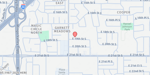 Map showing Loaves & Fishes Ministries at 11321 E 19th St, Tulsa, OK