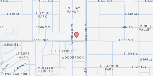 Map showing Memorial Drive UMC at 7903 E. 15th St., Tulsa, OK