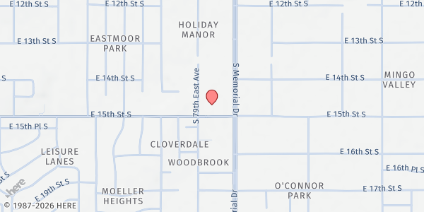 Map showing Memorial Drive UMC at 7903 E. 15th St., Tulsa, OK
