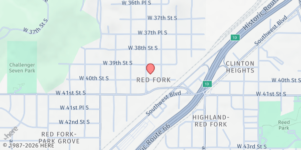 Map showing Mobile Missions Network at 2821 W. 40th St., Tulsa, OK