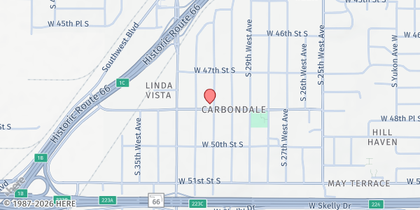 Map showing Praise Christian Faith Center at 4748 S. 31st W. Ave., Tulsa, OK