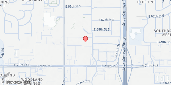 Map showing Restore Hope - South Location at 6910 S. 101st E. Ave. #150, Tulsa, OK