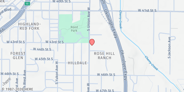 Map showing S.T.E.P.S. Resource Center at 4301 S. Union Ave., Tulsa, OK