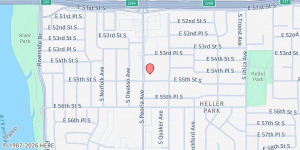 Map showing SpiritLife Church at 5345 S. Peoria Ave., Tulsa, OK