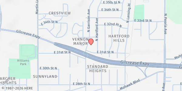 Map showing St. Andrew Community Mission Program Inc. at 3115 N. Garrison Ave., Tulsa, OK