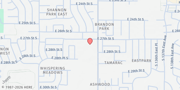 Map showing St Thomas More Food Pantry at 2720 S. 129th E Ave., Tulsa, OK