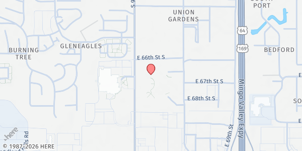 Map showing Templo Cristiano at 6767 S Mingo Rd., Tulsa, OK