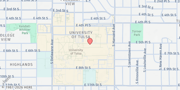 Map showing True Blue Neighbors - University of Tulsa at 800 S Tucker Dr, Tulsa, OK