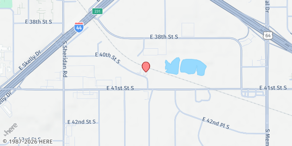 Map showing True Vine Outreach at 7039 E. 40th Street, Tulsa, OK