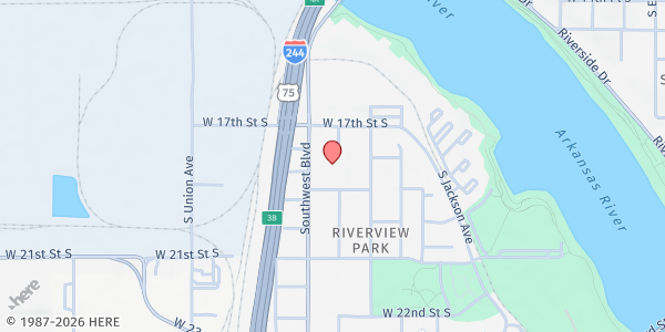 Map showing Tulsa Housing Authority - LaFortune Tower at 1725 Southwest Blvd, Tulsa, OK