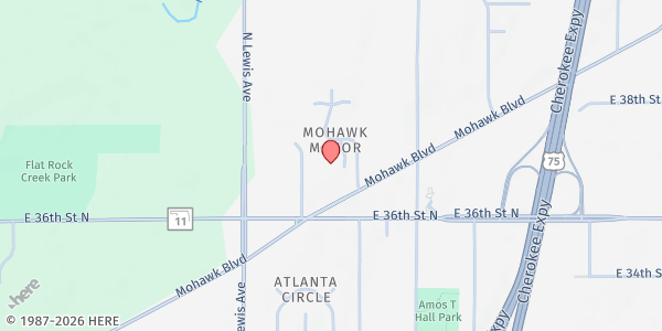 Map showing Tulsa Housing Authority - Mohawk Manor at 2530 E 37th St N, Tulsa, OK