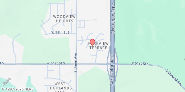 Map showing Tulsa Housing Authority - Parkview Terrace at 1615 W 59th St, Tulsa, OK