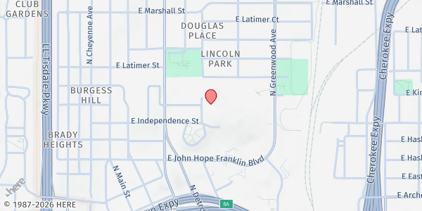 Map showing Tulsa Housing Authority - Pioneer Plaza at 901 N Elgin Ave, Tulsa, OK