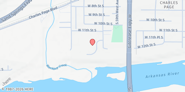 Map showing Tulsa Housing Authority - Sandy Park at 6301 W 11th Pl, Tulsa, OK