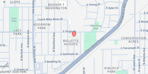 Map showing Tulsa Housing Authority - Seminole Hills at 1624 E Virgin St, Tulsa, OK
