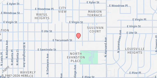 Map showing Tulsa Indian UMC at 1901 N. College Ave., Tulsa, OK