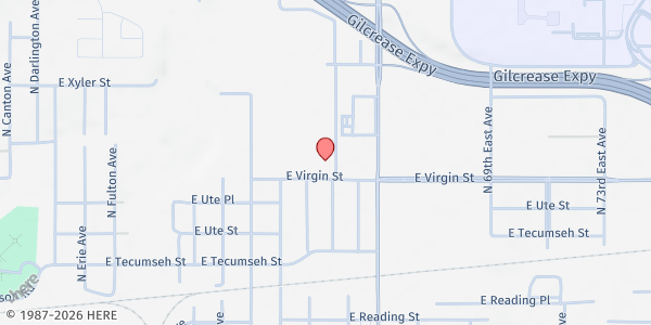 Map showing Tulsa MET at 6201 E. Virgin St., Tulsa, OK