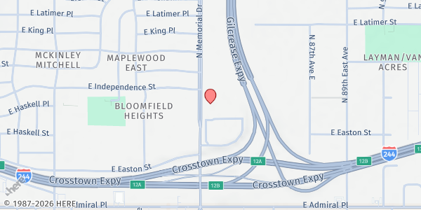 Map showing Walter's Way Foundation at 573 N. Memorial Dr., Tulsa, OK