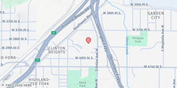 Map showing Webster Middle and High School at 1919 W 40th St, Tulsa, OK