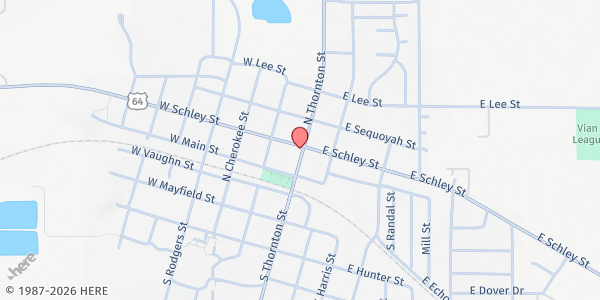 Map showing Center 64 at 201 W Schley, Vian, OK