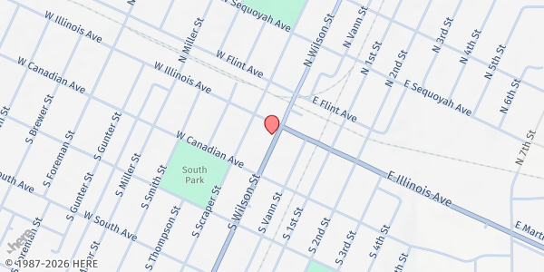 Map showing Grand Nation Care Center at 123 S. Wilson, Vinita, OK