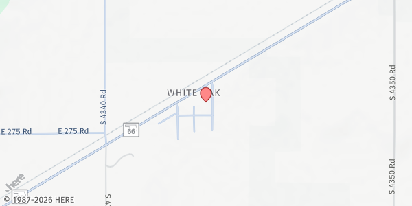 Map showing White Oak Baptist Church at 123 N. Jones St., Vinita, OK