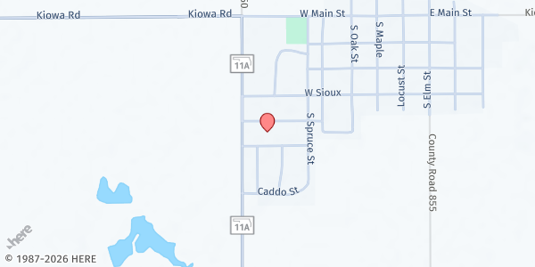 Map showing Community Health Center at 1153 Cherokee St, Wakita, OK