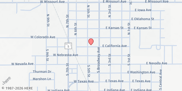 Map showing Walters Community Ministerial Alliance at 131 W. California St., Walters, OK