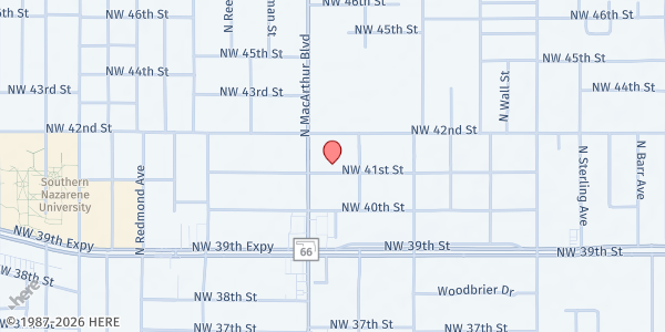 Map showing Putnam City United Methodist Church at 5819 NW 41st St., Warr Acres, OK