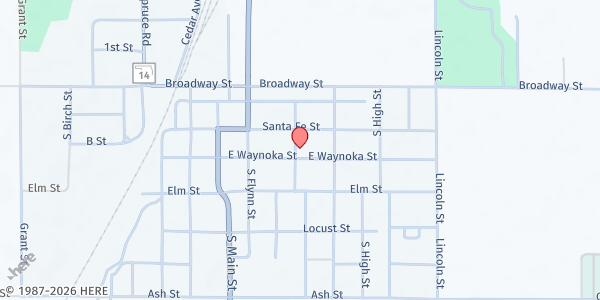Map showing Waynoka Ministerial Alliance at 1971 Waynoka St, Waynoka, OK