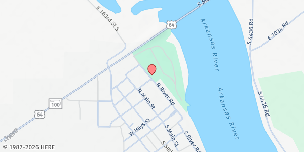 Map showing Webbers Falls City Park at 100 River Rd., Webbers Falls, OK