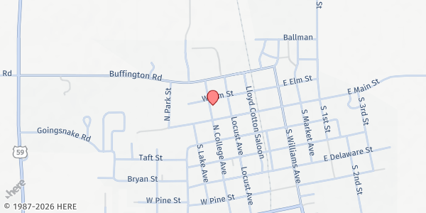 Map showing Hope Center Inc at 1385 W Elm, Westville, OK